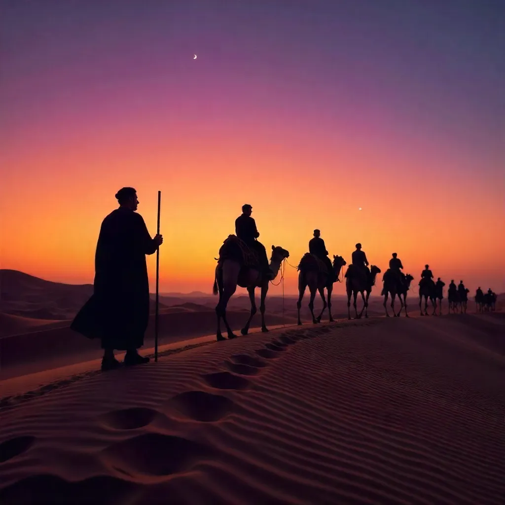 Twilight Silhouettes in Merzouga Dunes