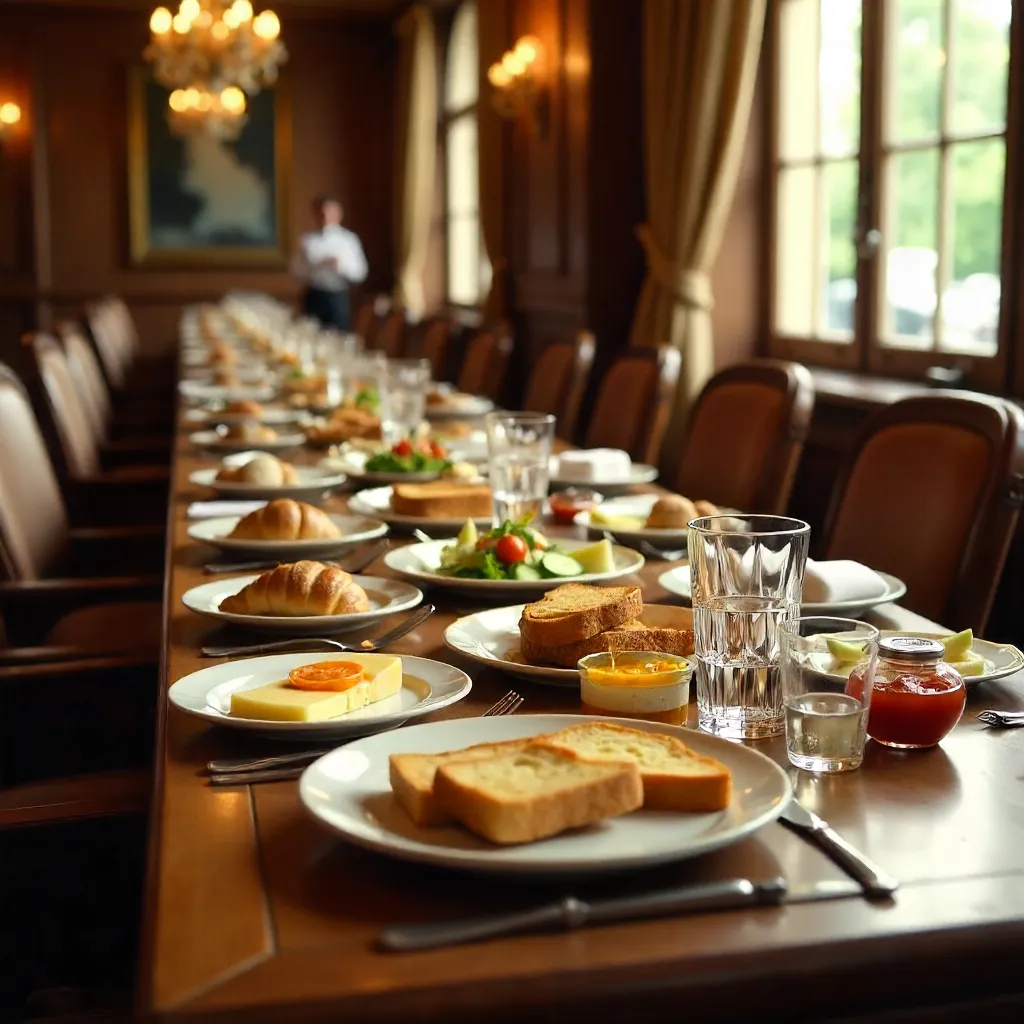 Wooden Banquet Table with Assorted Breakfast Slices