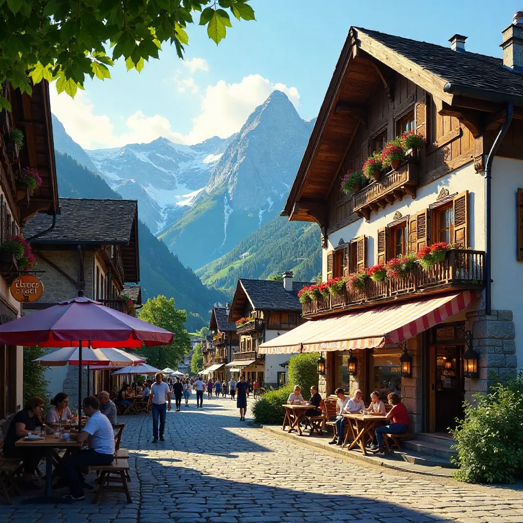 Grindelwald Alpine Street with Hotel Alte Post