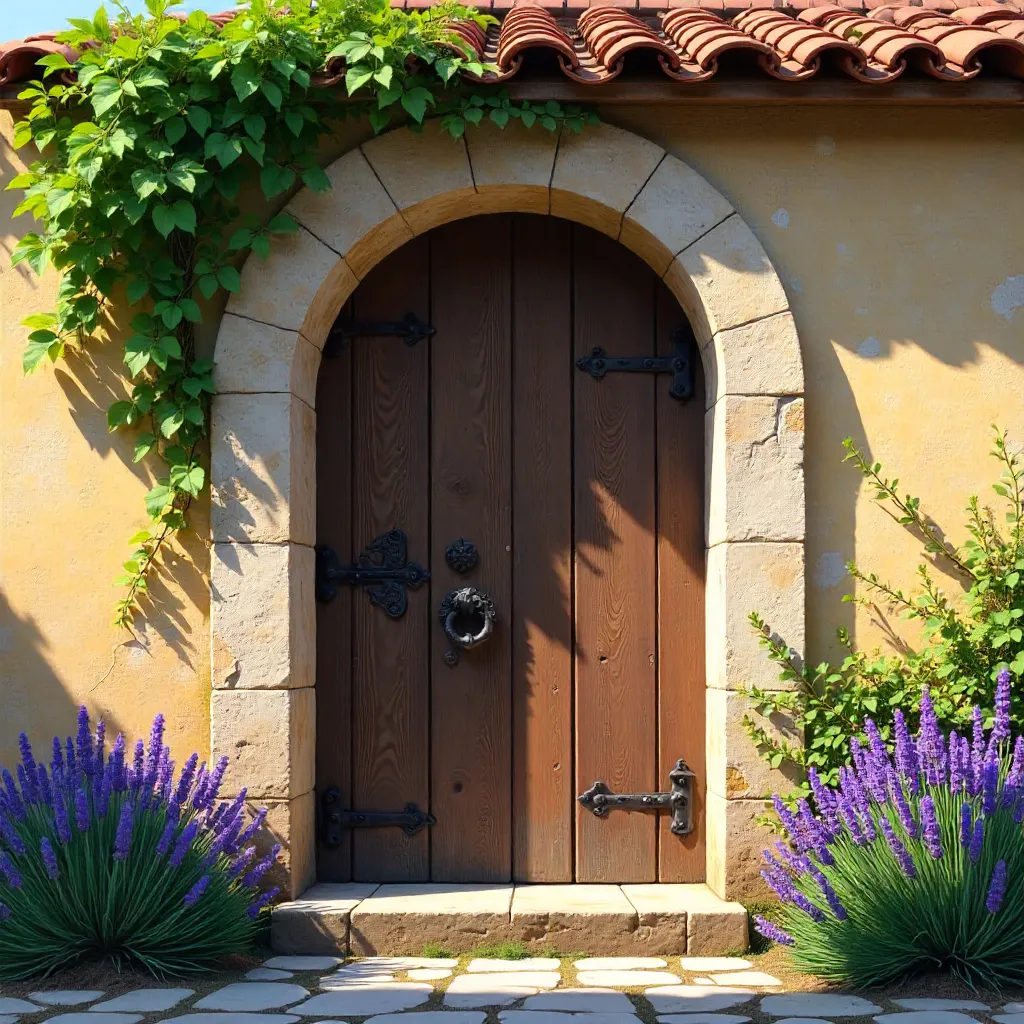 Charming Provencal Wooden Door in Stone