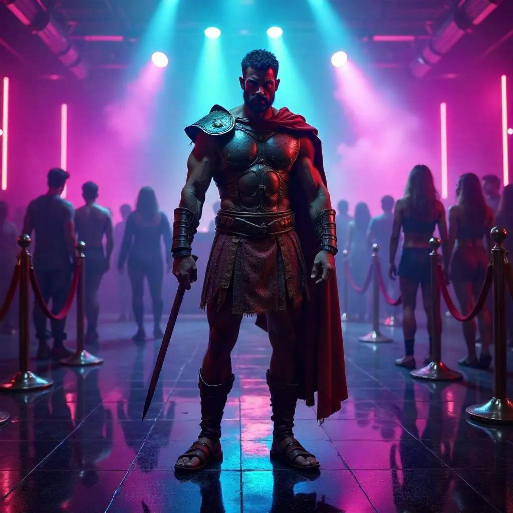 Gladiator in a Neon Nightclub