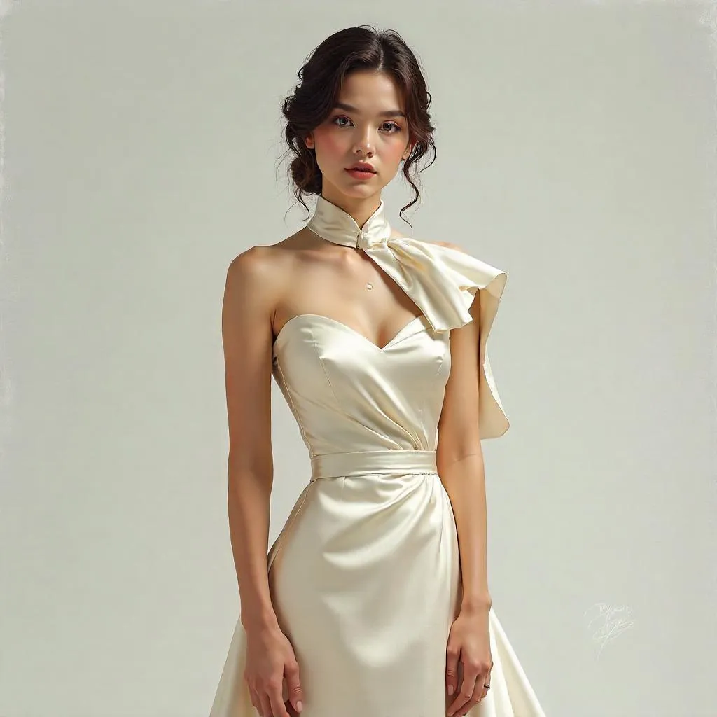 Elegant Studio Concept Art: Portrait of a Refined Young Woman