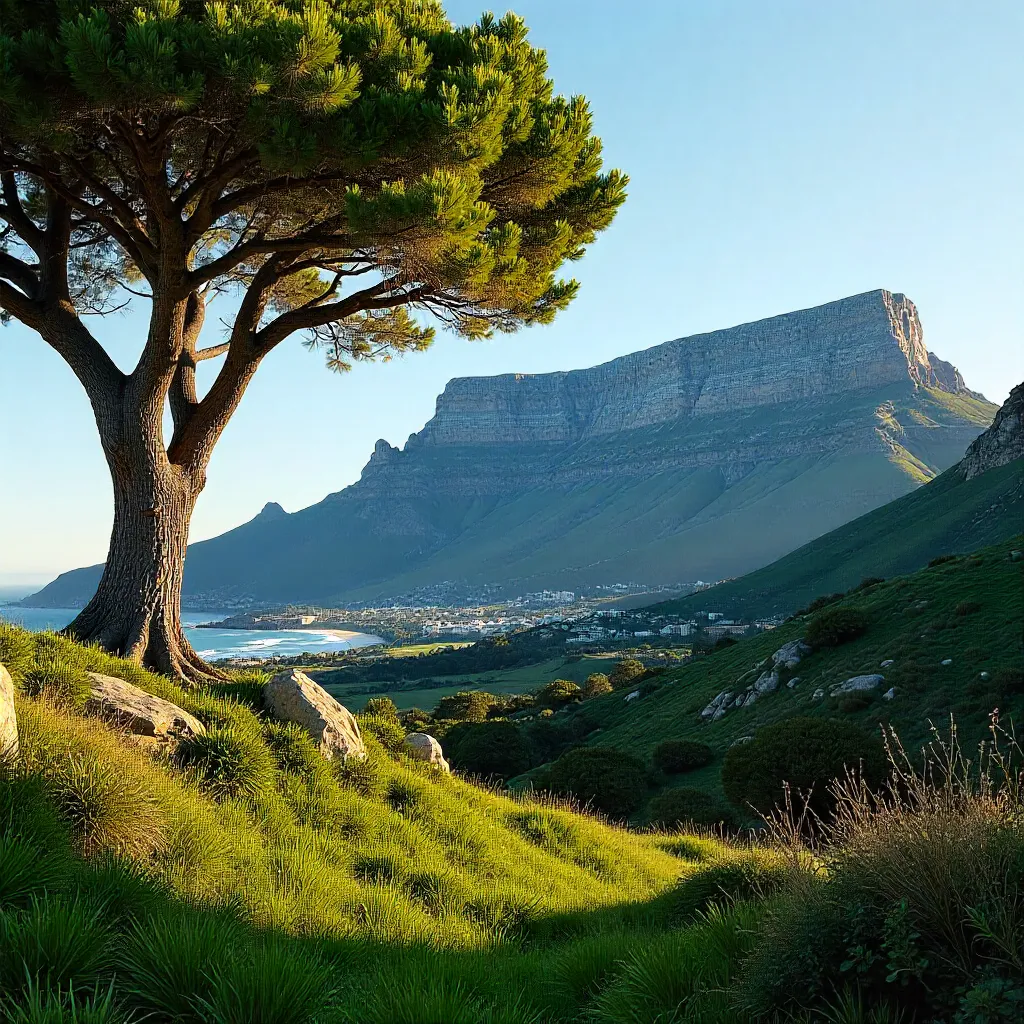 Emerald Tree Before Table Mountain, Cape Town
