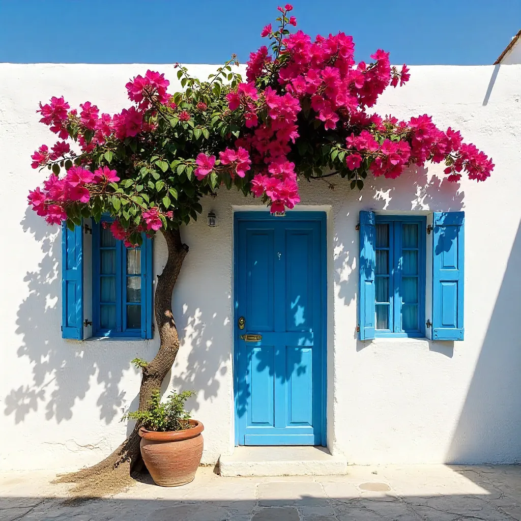 Bougainvillea on a White Naxos Building
