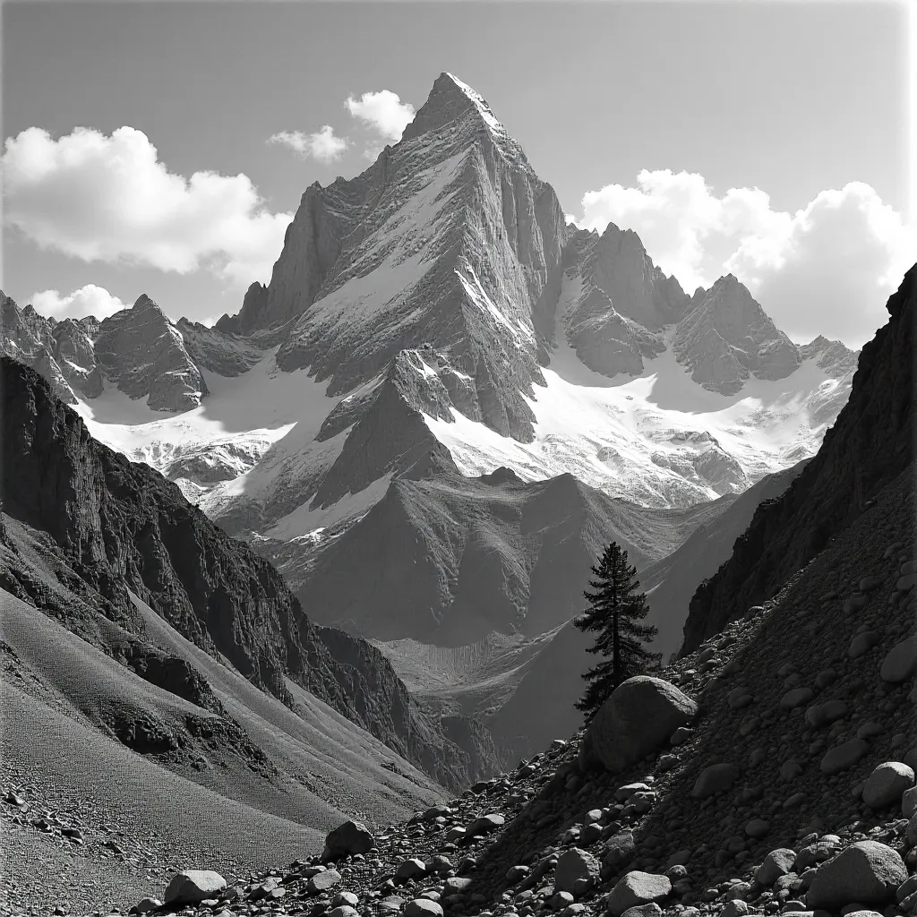 Majestic Italian Alps in Dramatic Black and White