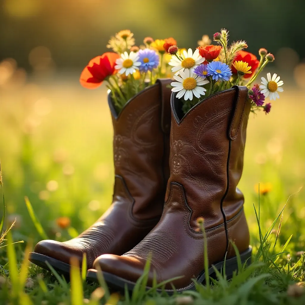 Wildflower Boots in a Sunny Meadow