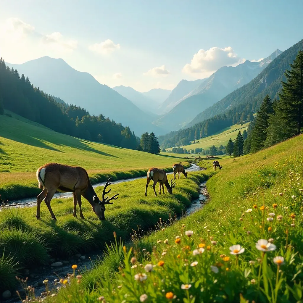 Golden Hour Fallow Deer in Slovenian Meadow