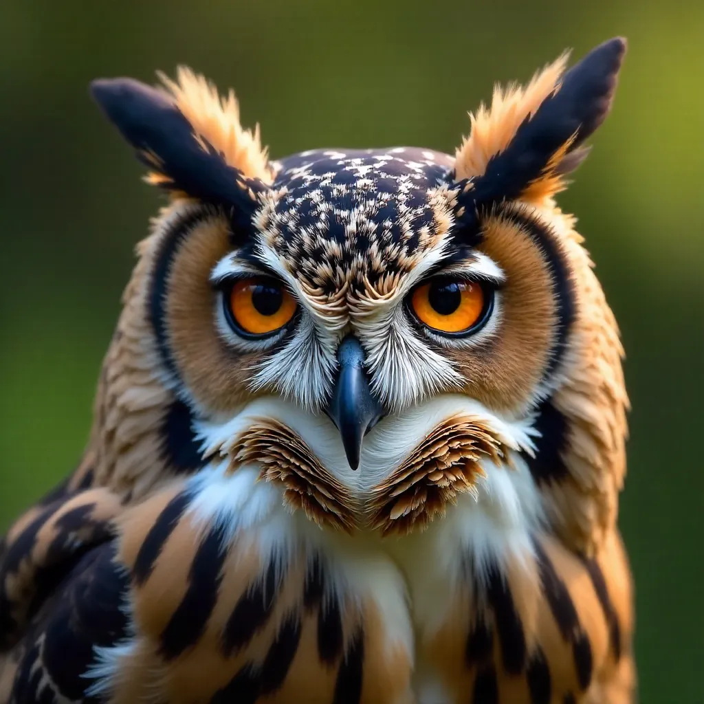 Macro Close-Up of Eurasian Eagle-Owl Winking