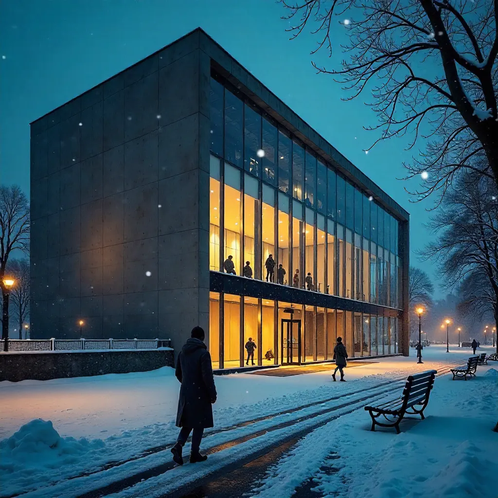 Winter Night at James-Simon-Galerie, Berlin