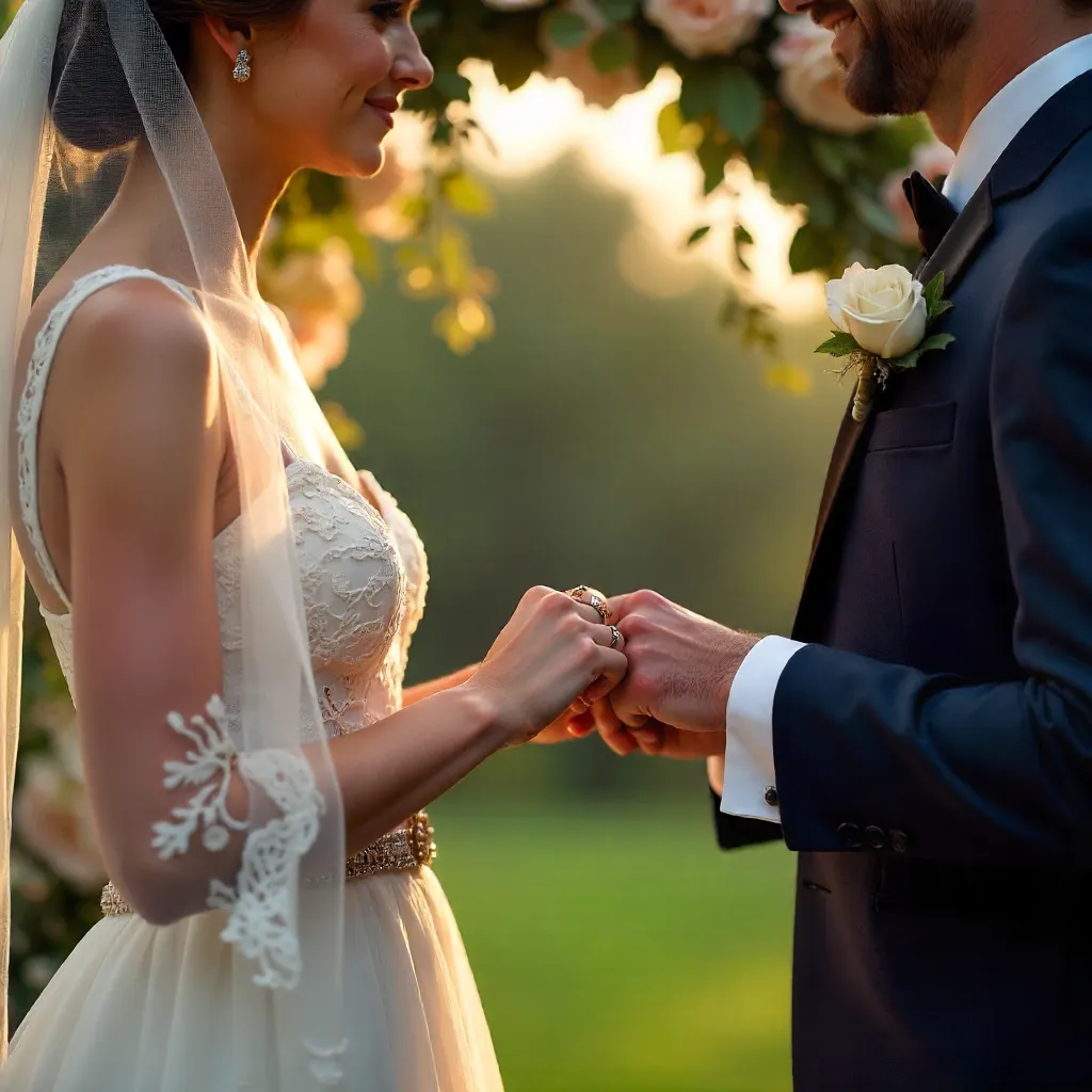 Intimate Ring Exchange Amid Floral Wedding Arch