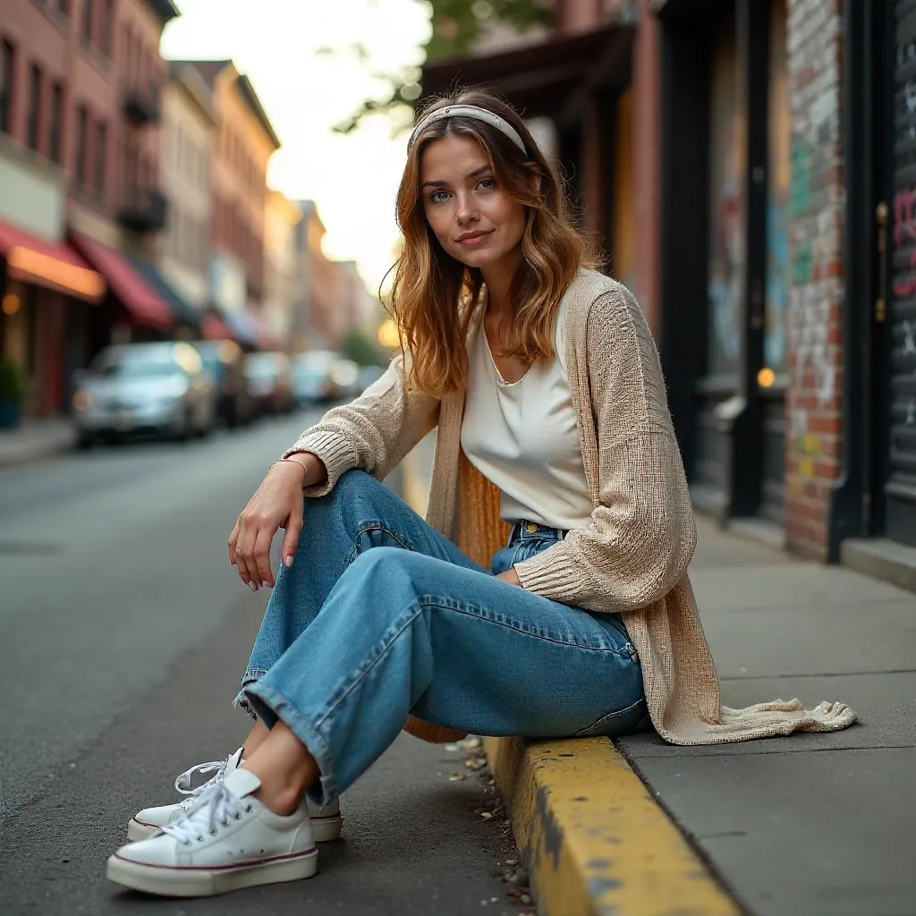 Casual Vintage-Chic: Relaxed Urban Portrait