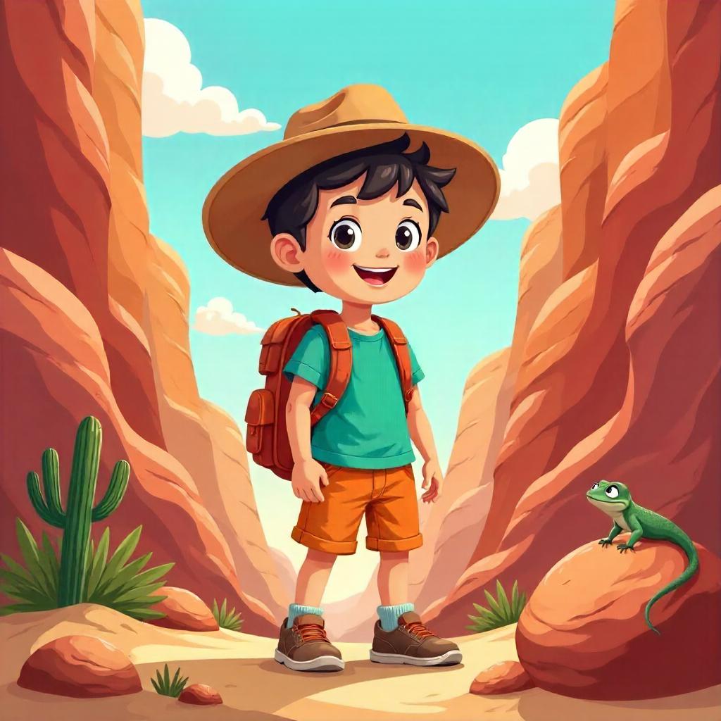Desert Canyon Cartoon Child Adventure