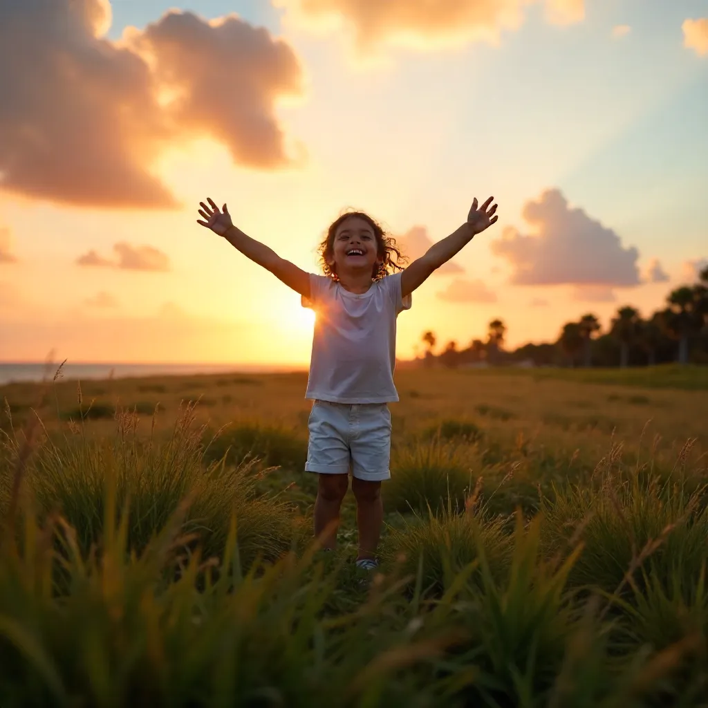 Sunset Freedom in a West Palm Beach Field