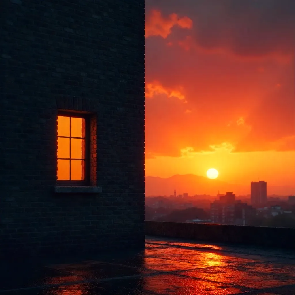 Orange Sunset on a Silent Facade
