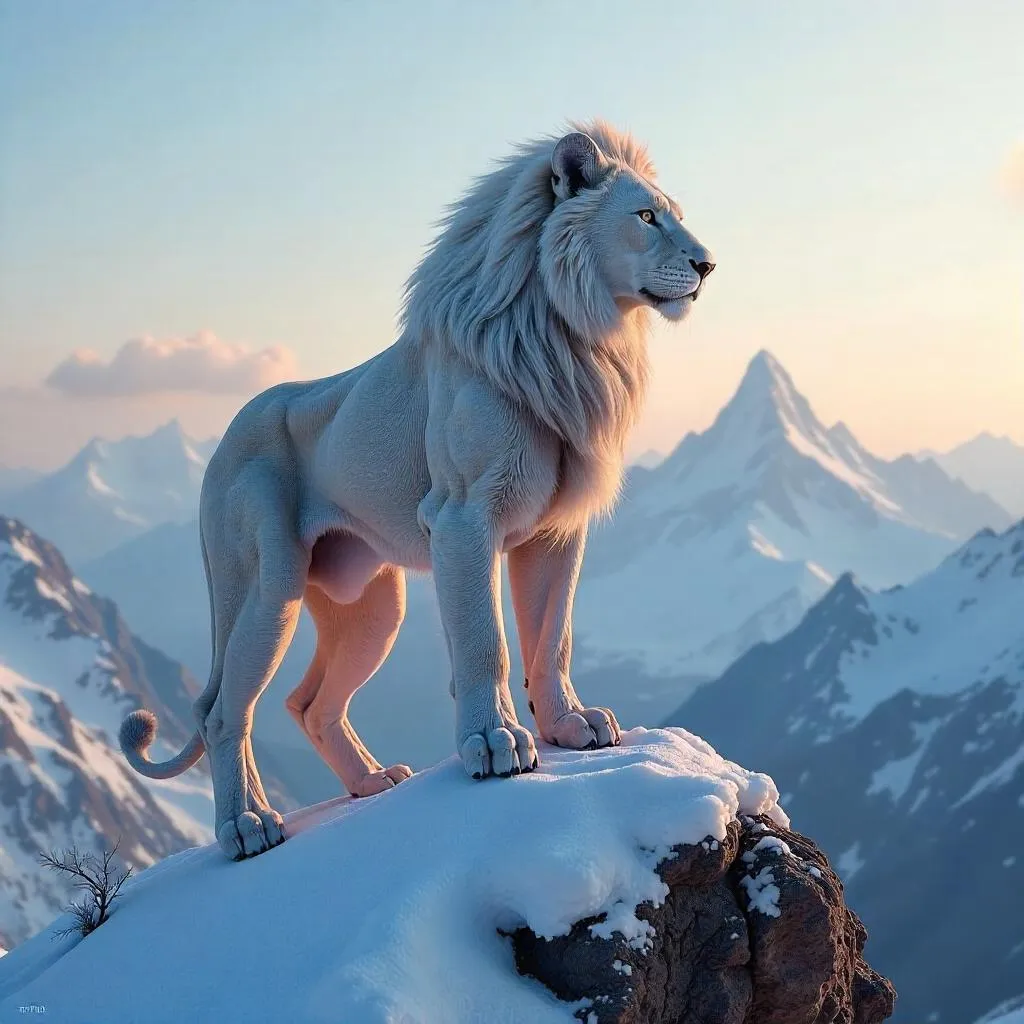 Majestic Sphinx on a Snowy Summit
