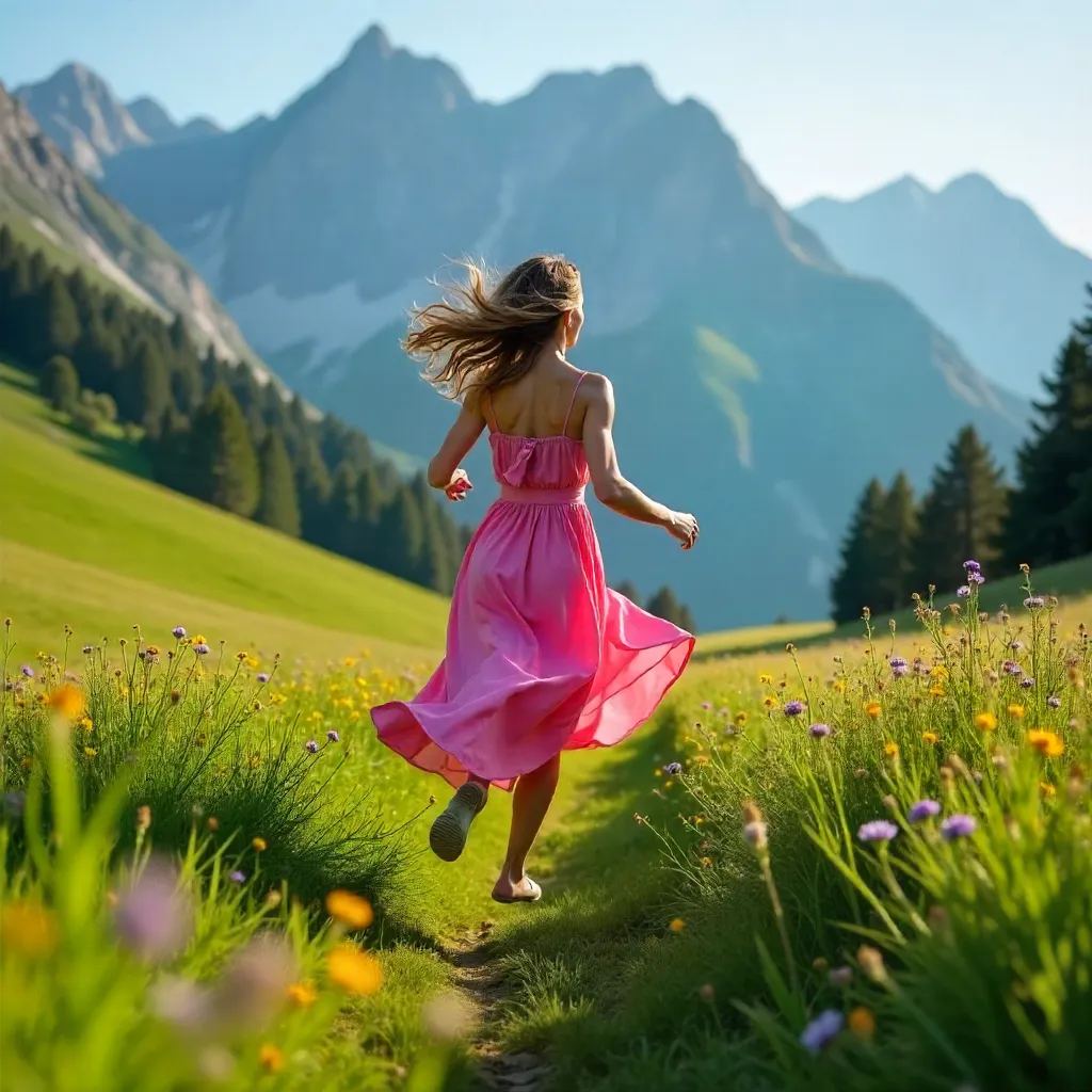 A Run Through Slovenian Meadow and Julian Alps