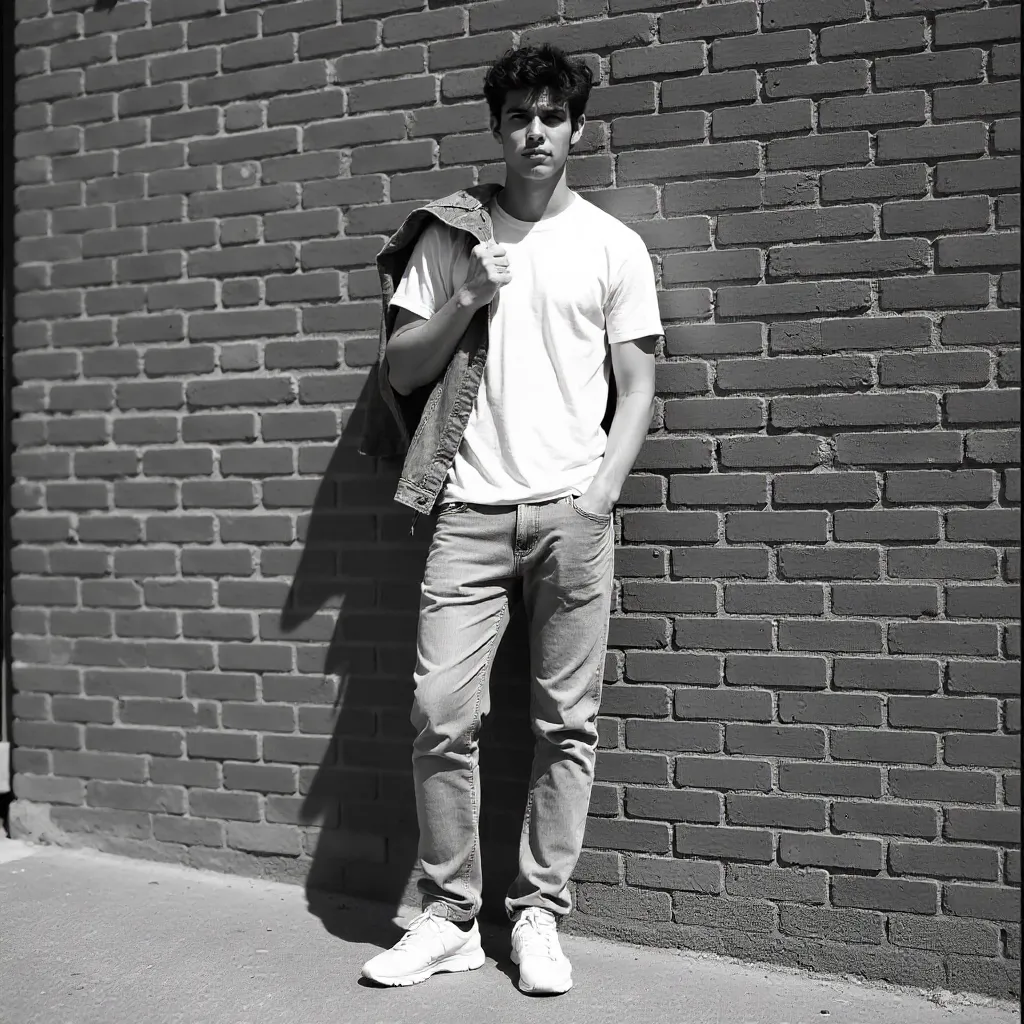 Moody Mono Portrait by Brick Wall