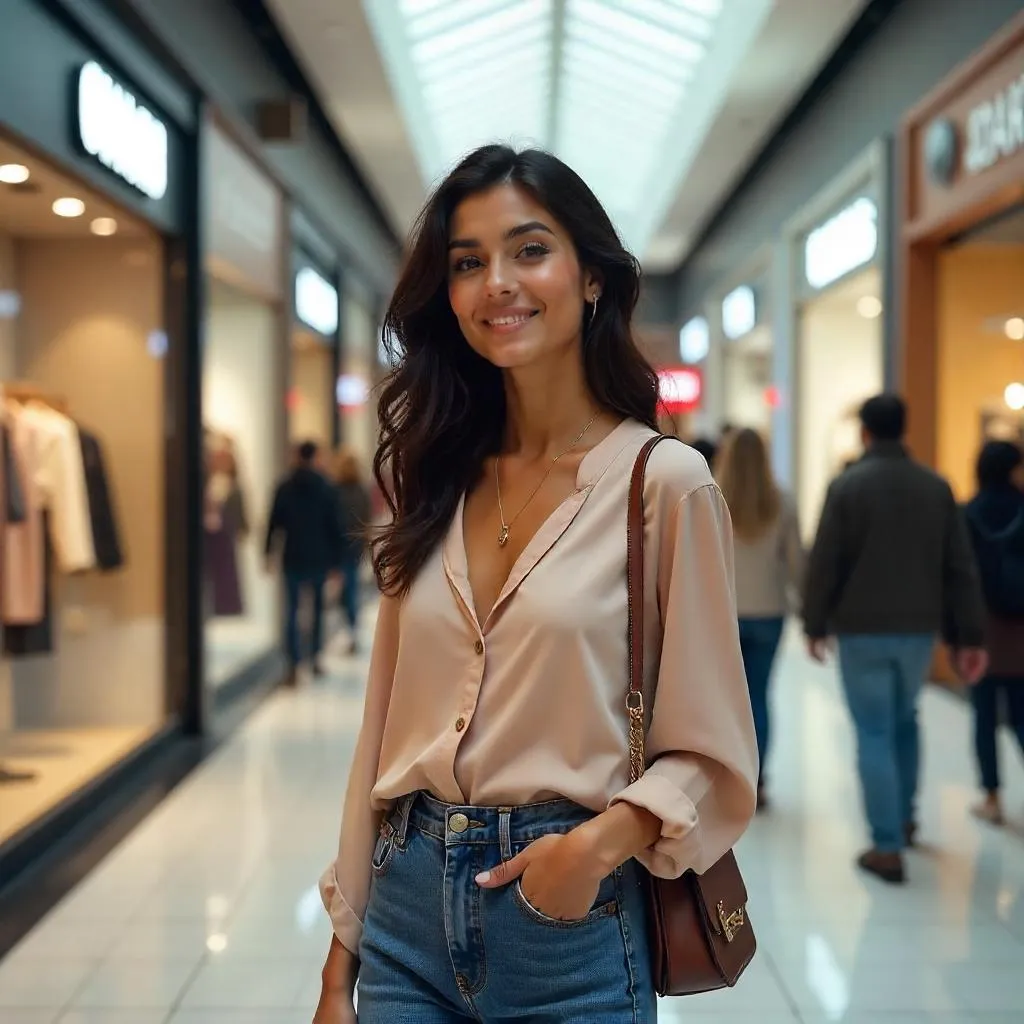 Photorealistic Young Middle Eastern Woman in a Mall