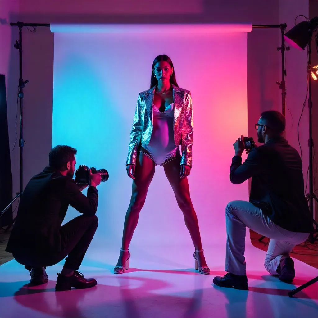 Vibrant Studio Fashion Shoot: Photographers in Action