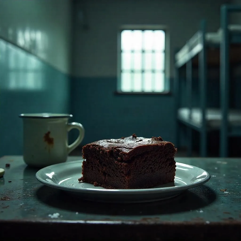 Photorealistic brownie in a prison cell