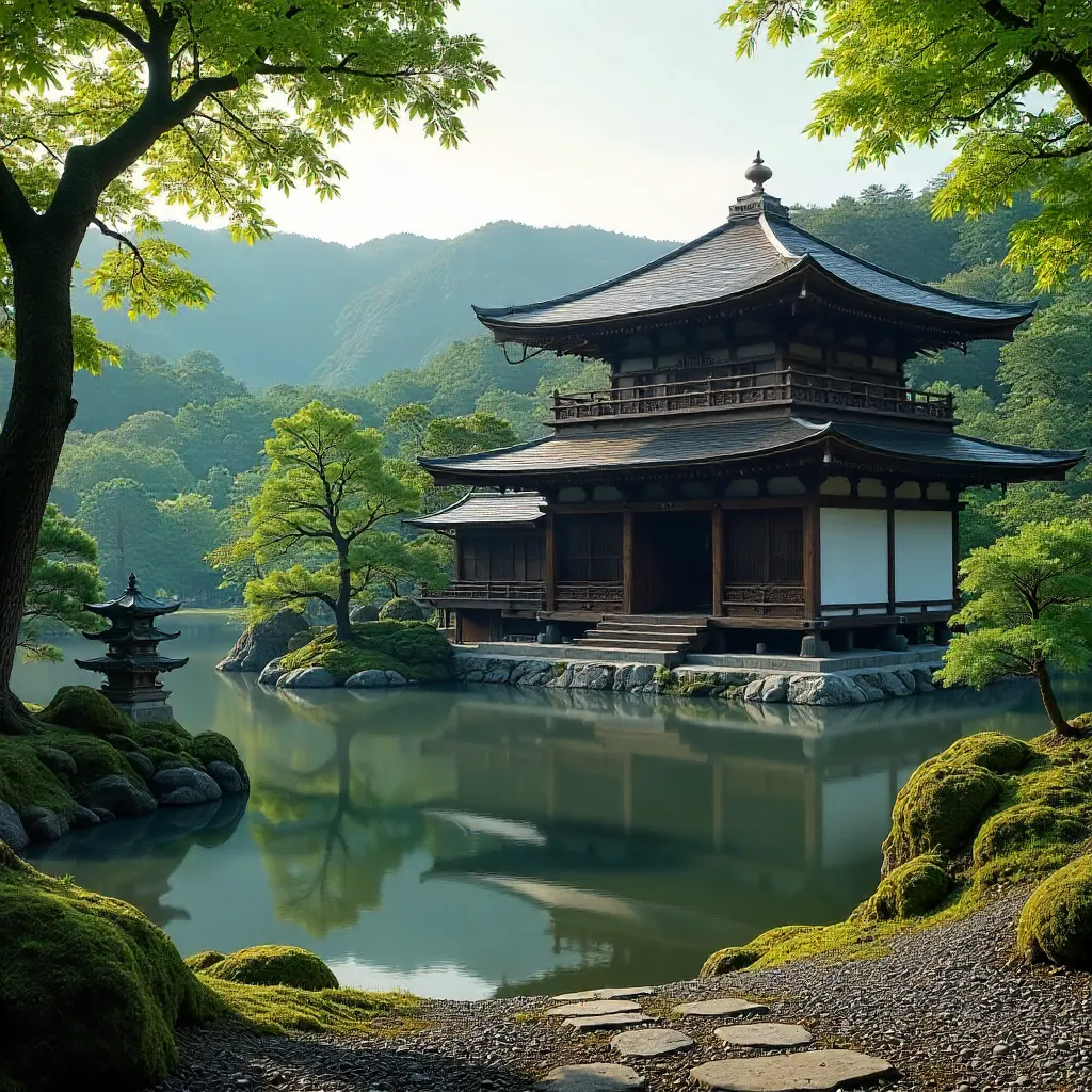Serene Ginkaku-ji Garden View in Kyoto