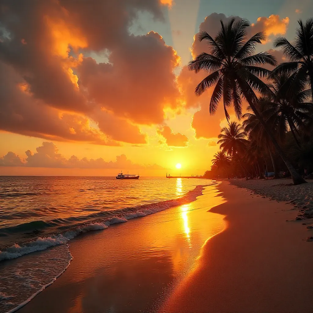 Vibrant Sunset over a Calm Sinaloa Beach
