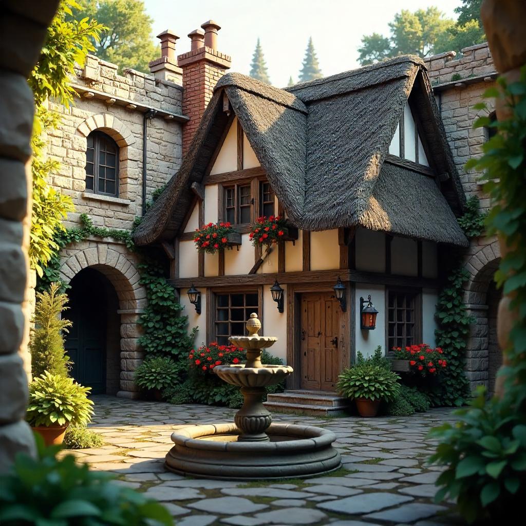 Cottage in a Castle Courtyard - 3D Render