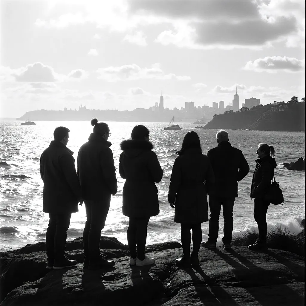 Silhouettes Gazing at the Sydney Ocean at Dusk