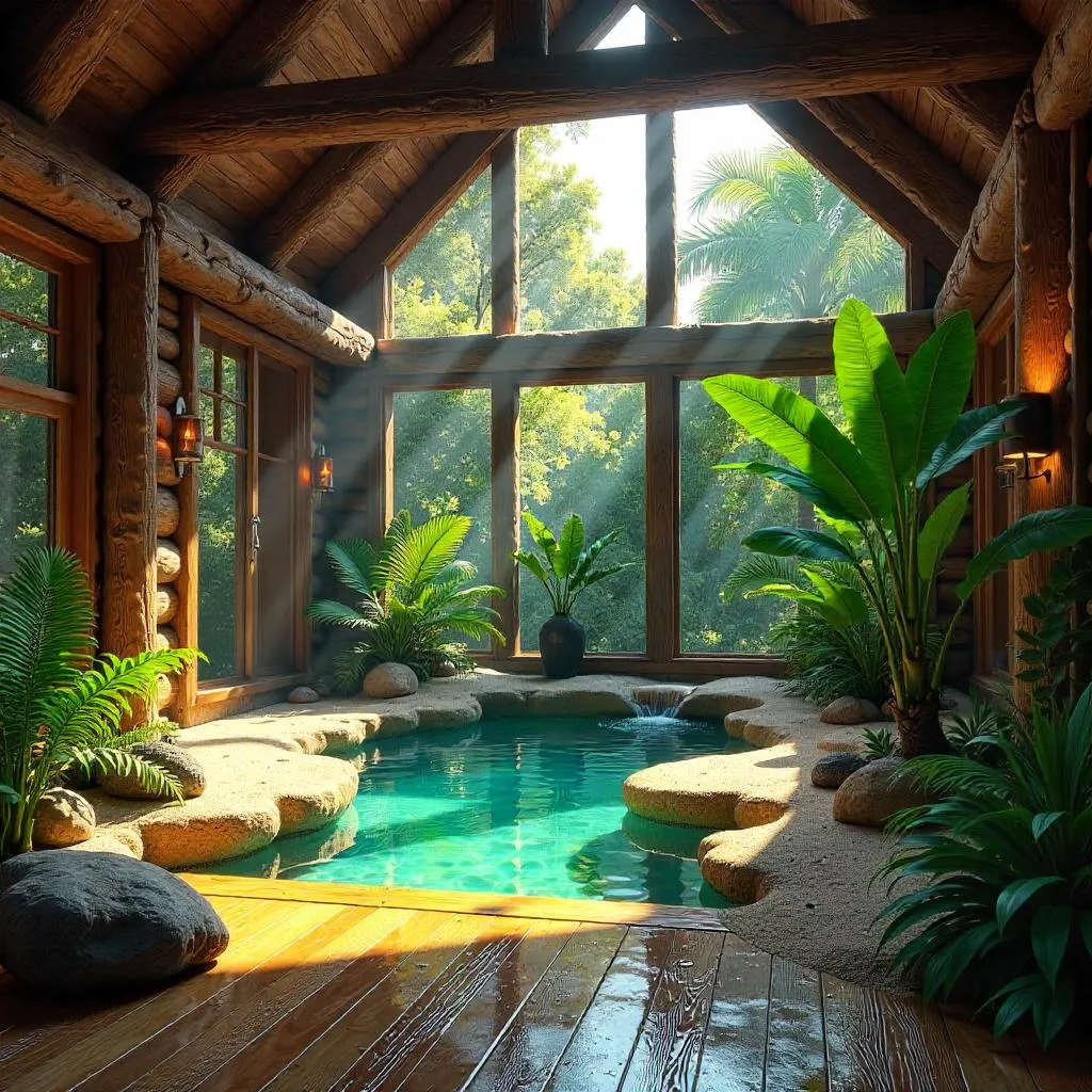 Oasis Inside a Rustic Log Cabin - Photorealistic Interior