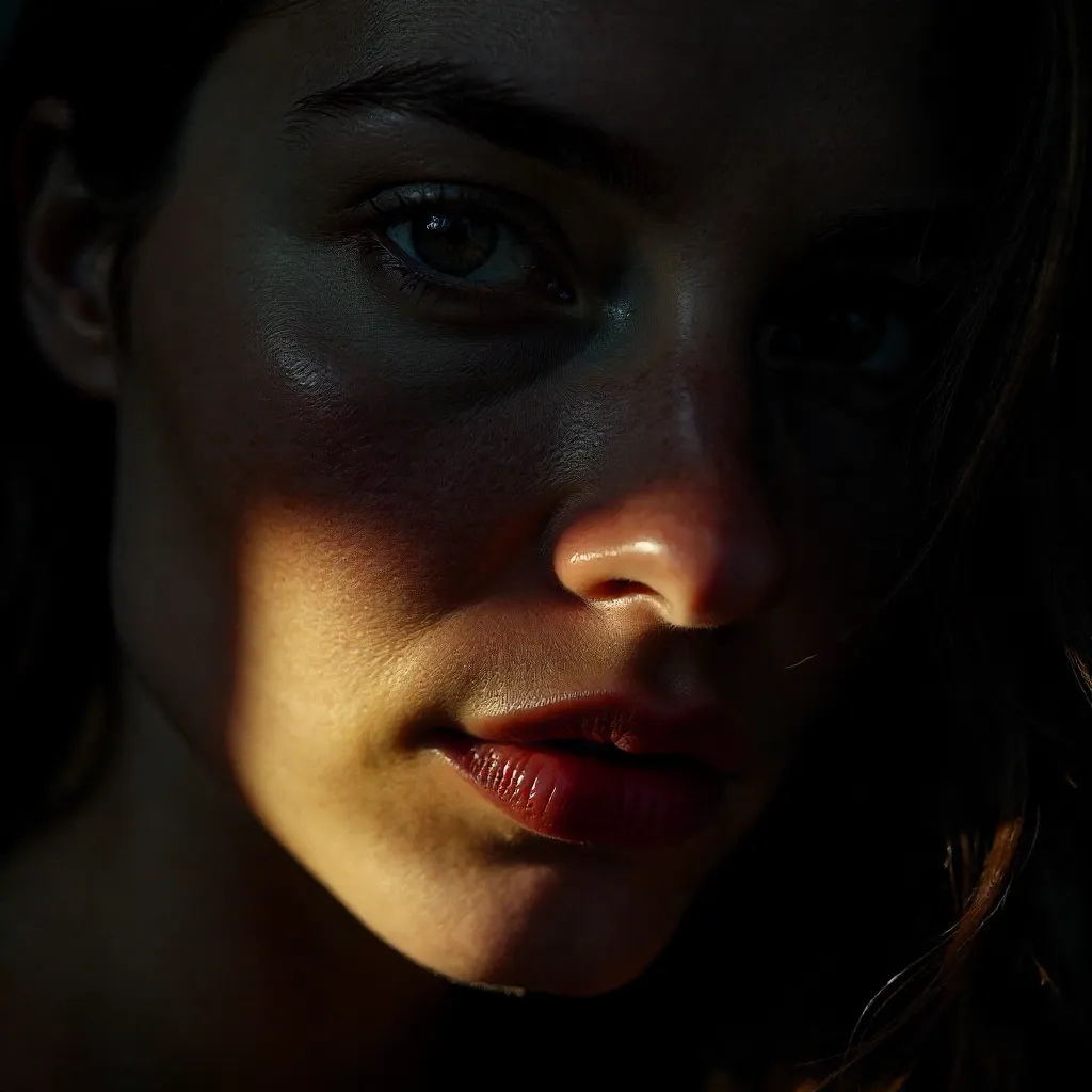 Chiaroscuro Close-Up Portrait with Dramatic Light