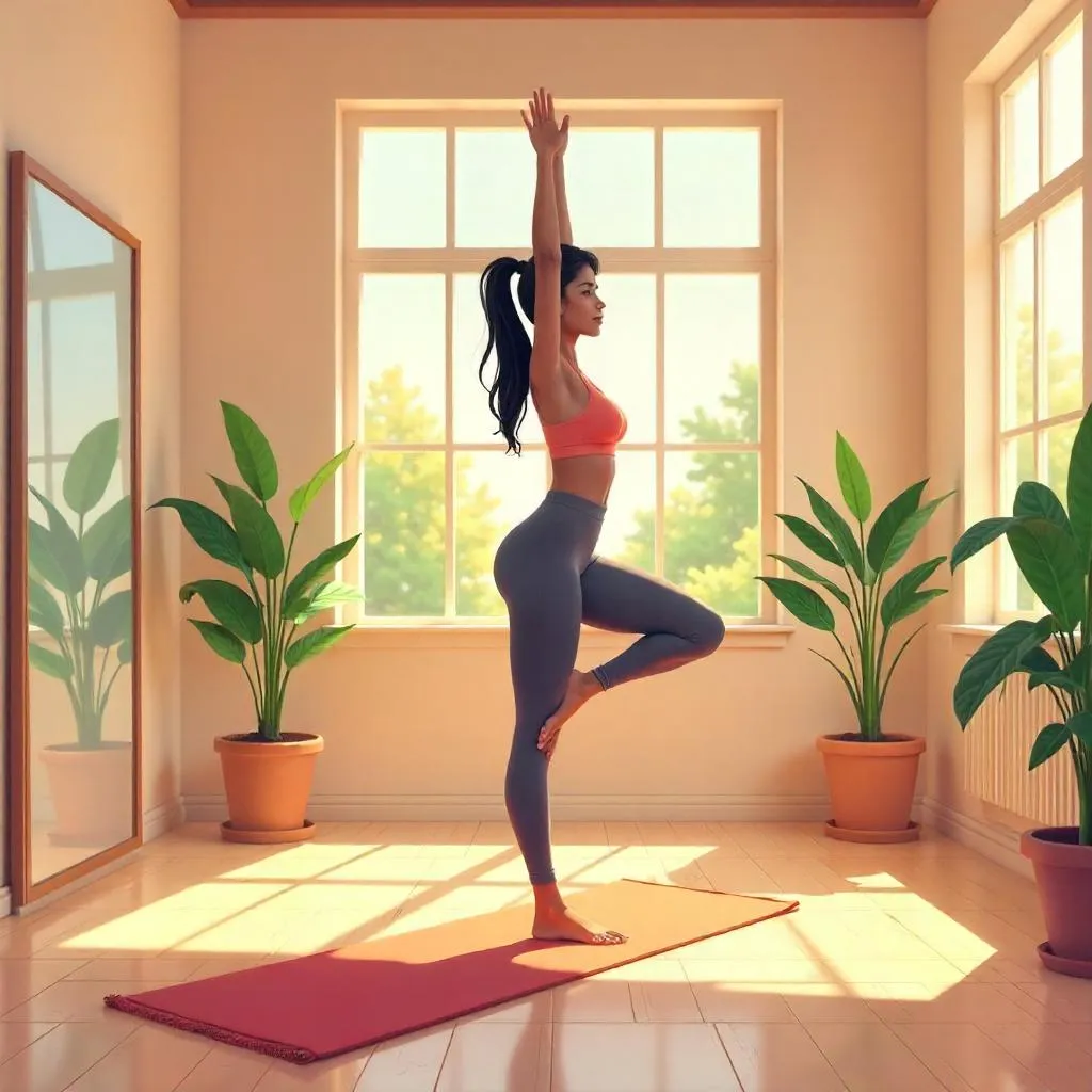 Latina Anime Woman in a Tranquil Yoga Studio