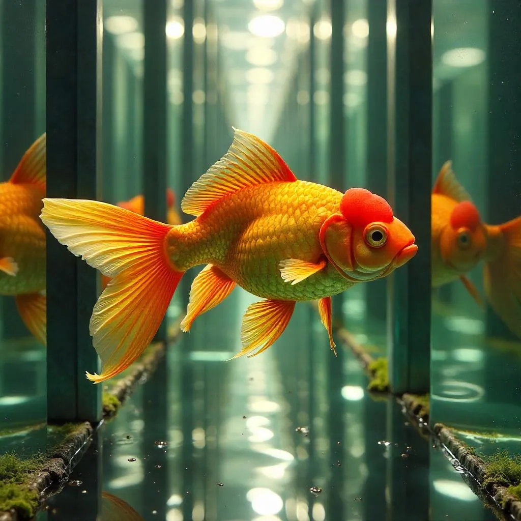 Golden Fish in a Mirror Maze, Photorealistic