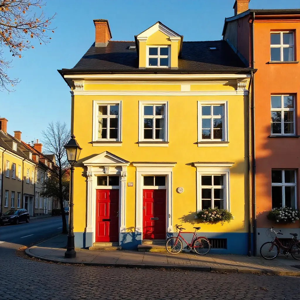 Yellow Building Facade in Uppsala, Sweden