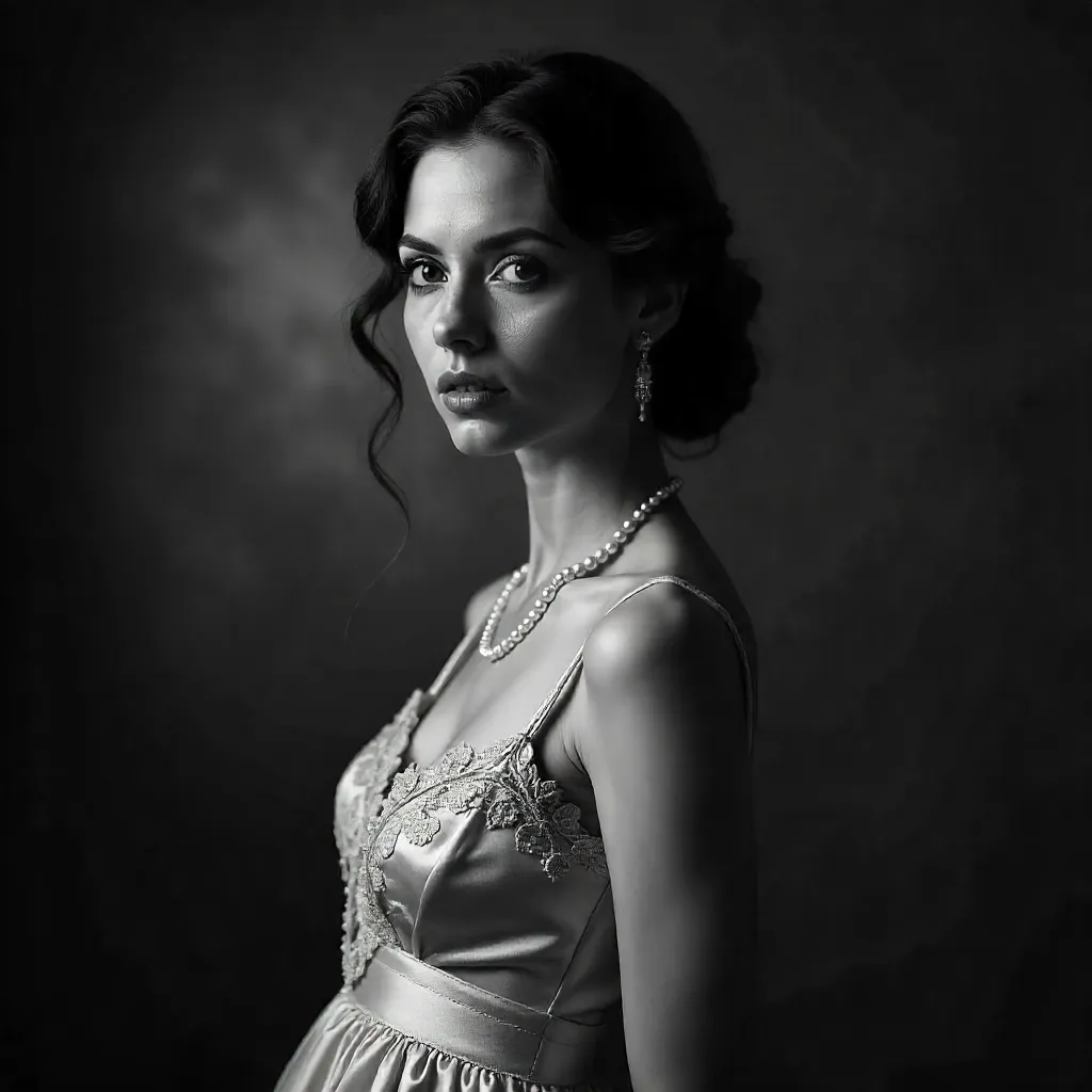 Ethereal Noir Portrait in Black and White