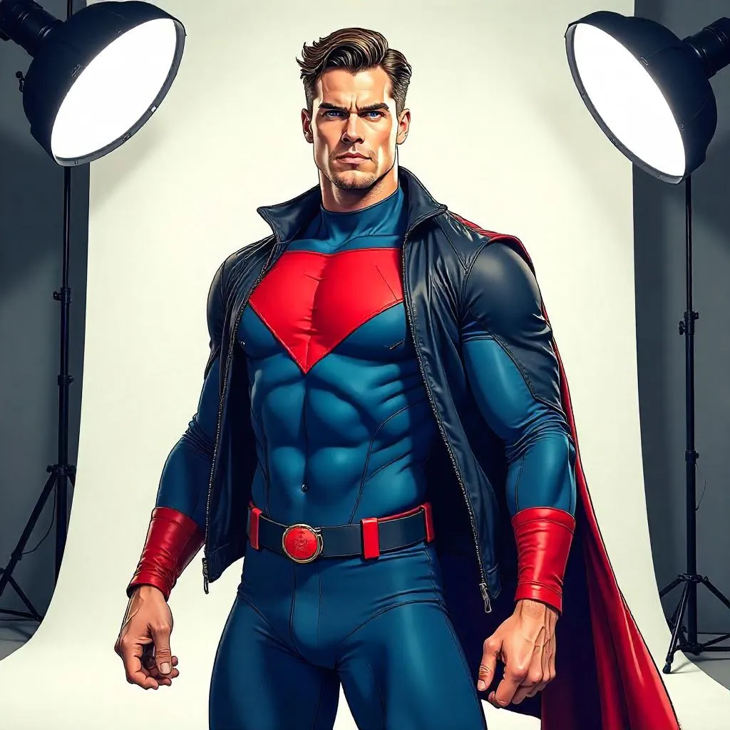 Studio Portrait of a Handsome Comic Hero
