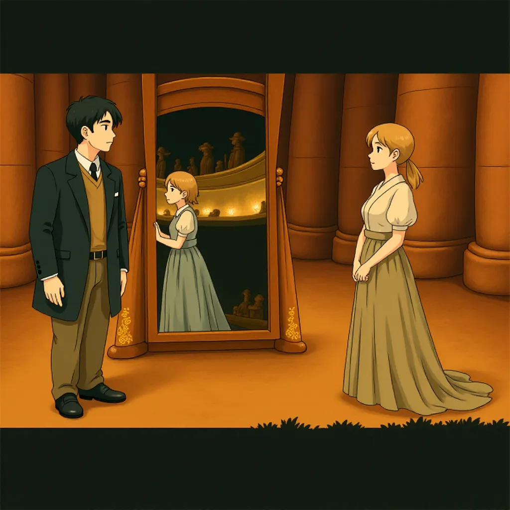 Edward Norton and Jessica Biel in The Illusionist (2006) - Anime style