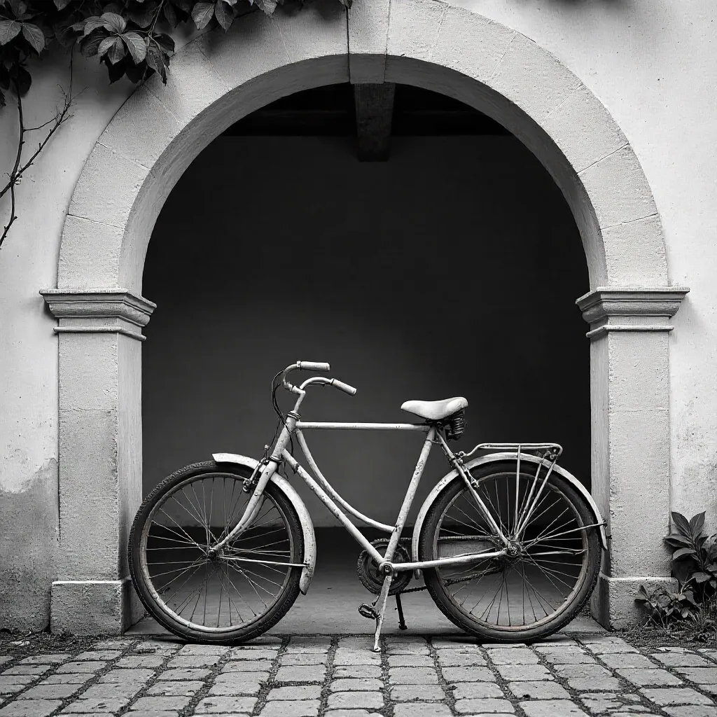 Vintage Bicycle by an Arched Rustic Wall
