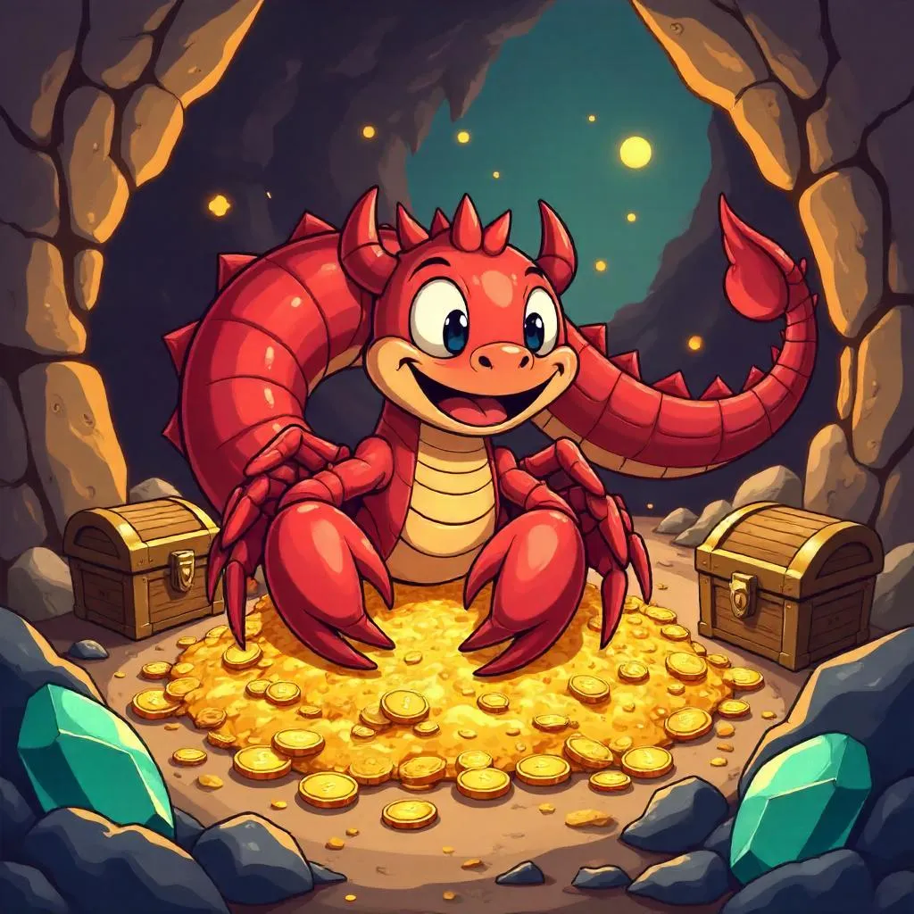 Cartoon Scorpion in a Dragon's Lair