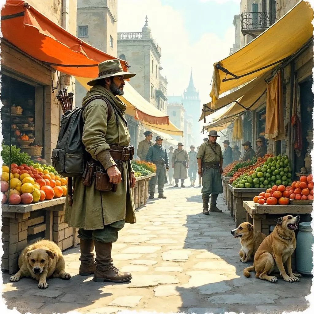 Market Day Hunter in Watercolor