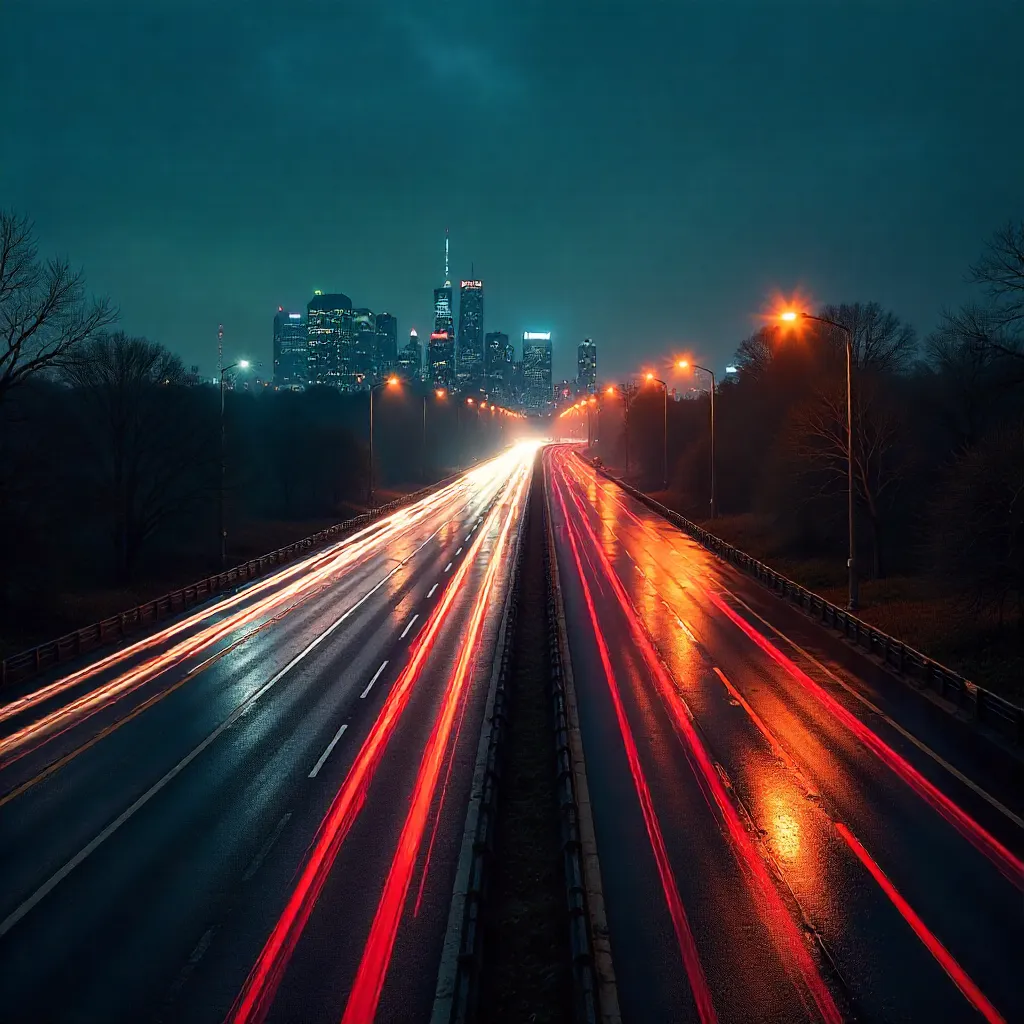 Midnight Highway: Neon Motion Trails