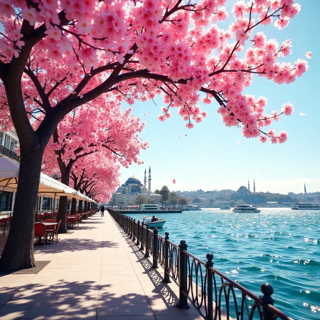 Cherry Blossoms Over Istanbul’s Bosphorus Skyline