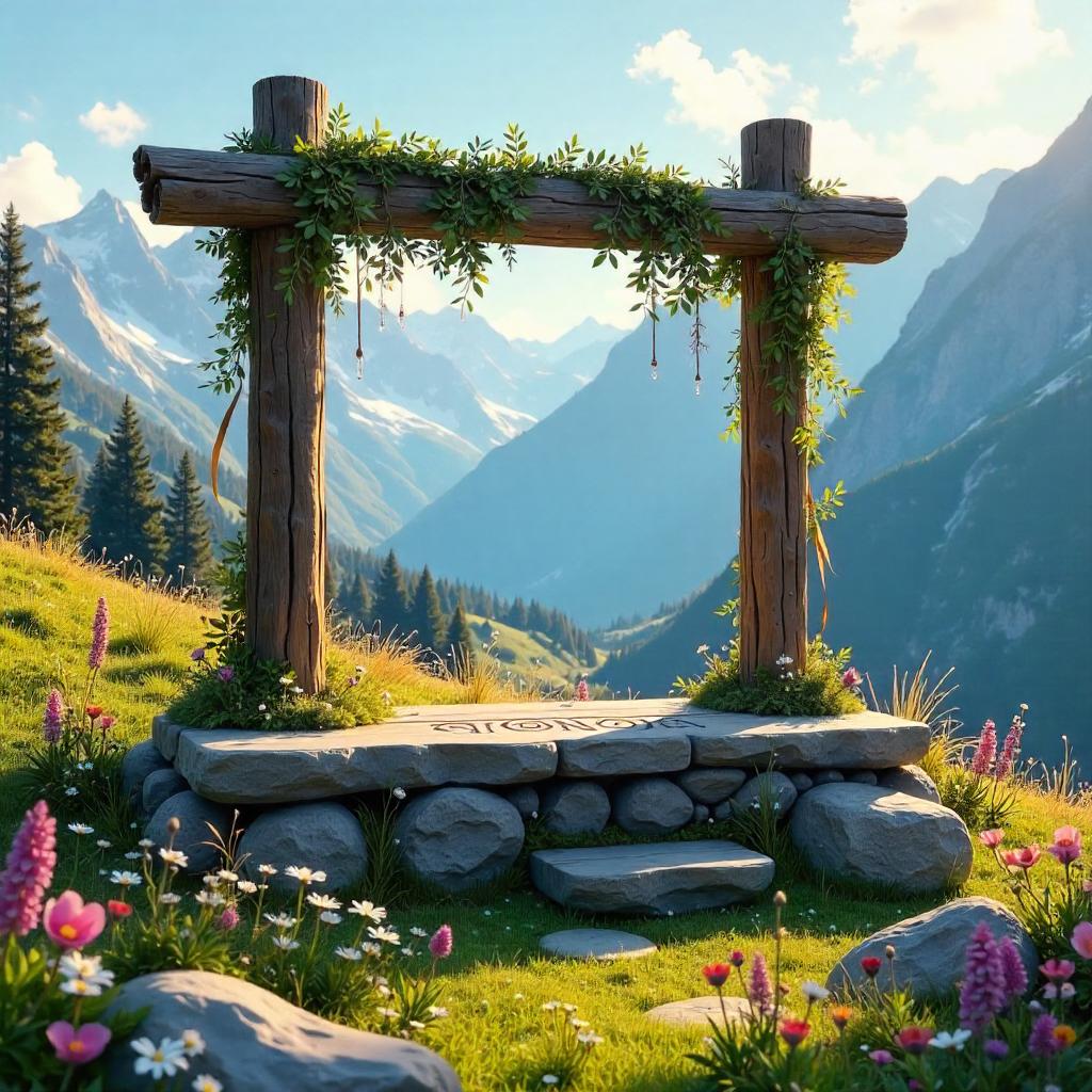 Alpine Meadow Altar in Digital Dawn