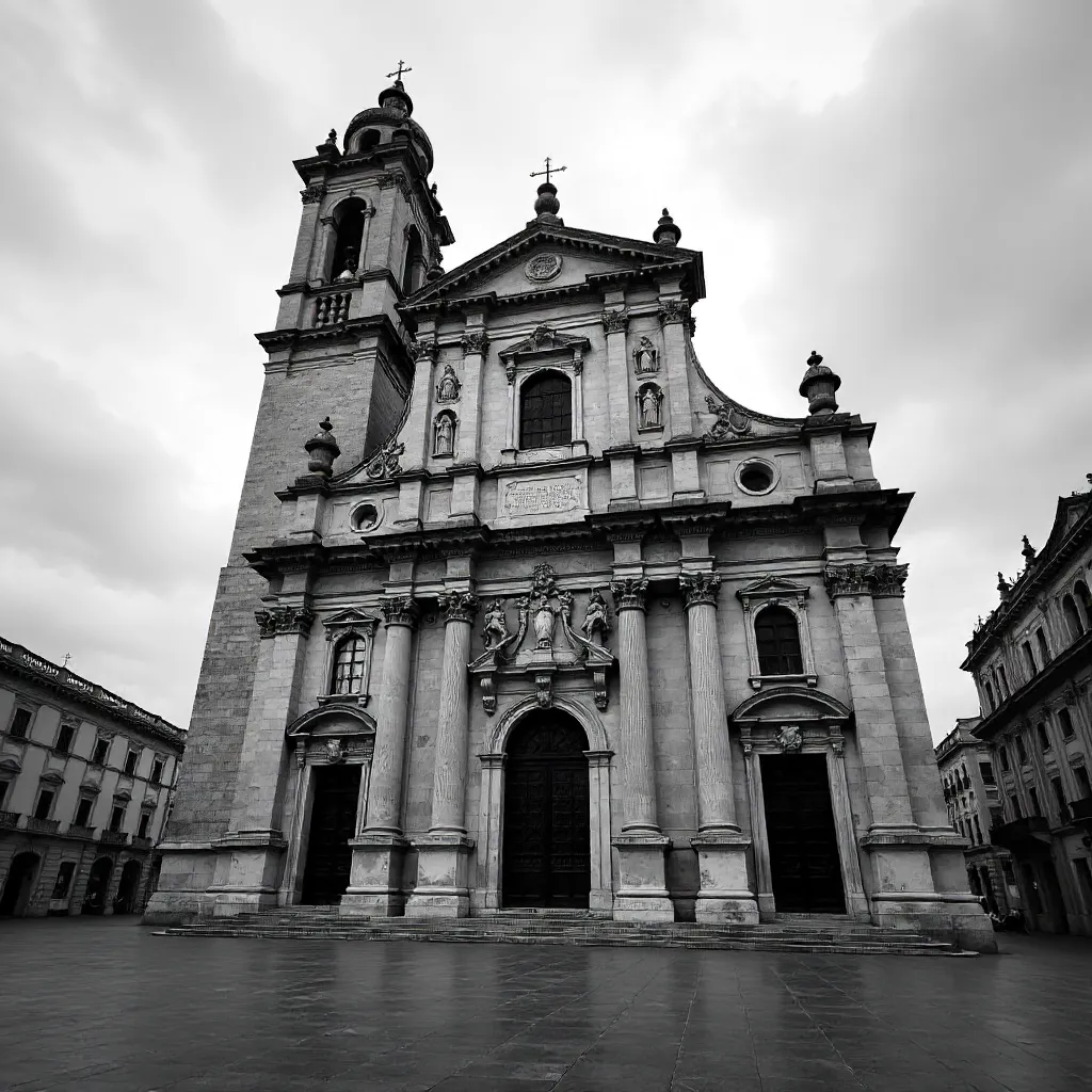 Monochrome Grandeur: Catania Cathedral Facade