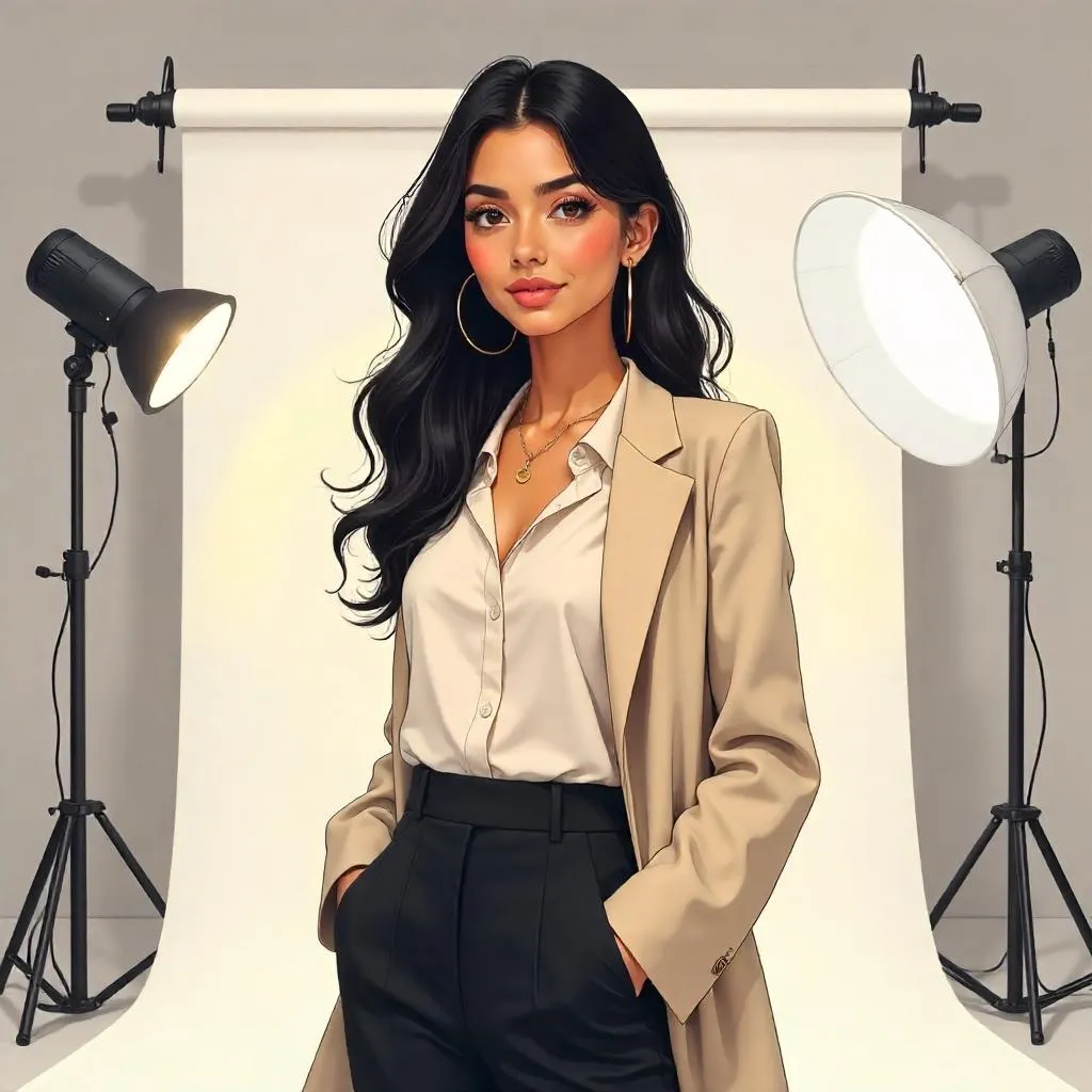 Studio Portrait in Anime Style: Middle Eastern Woman