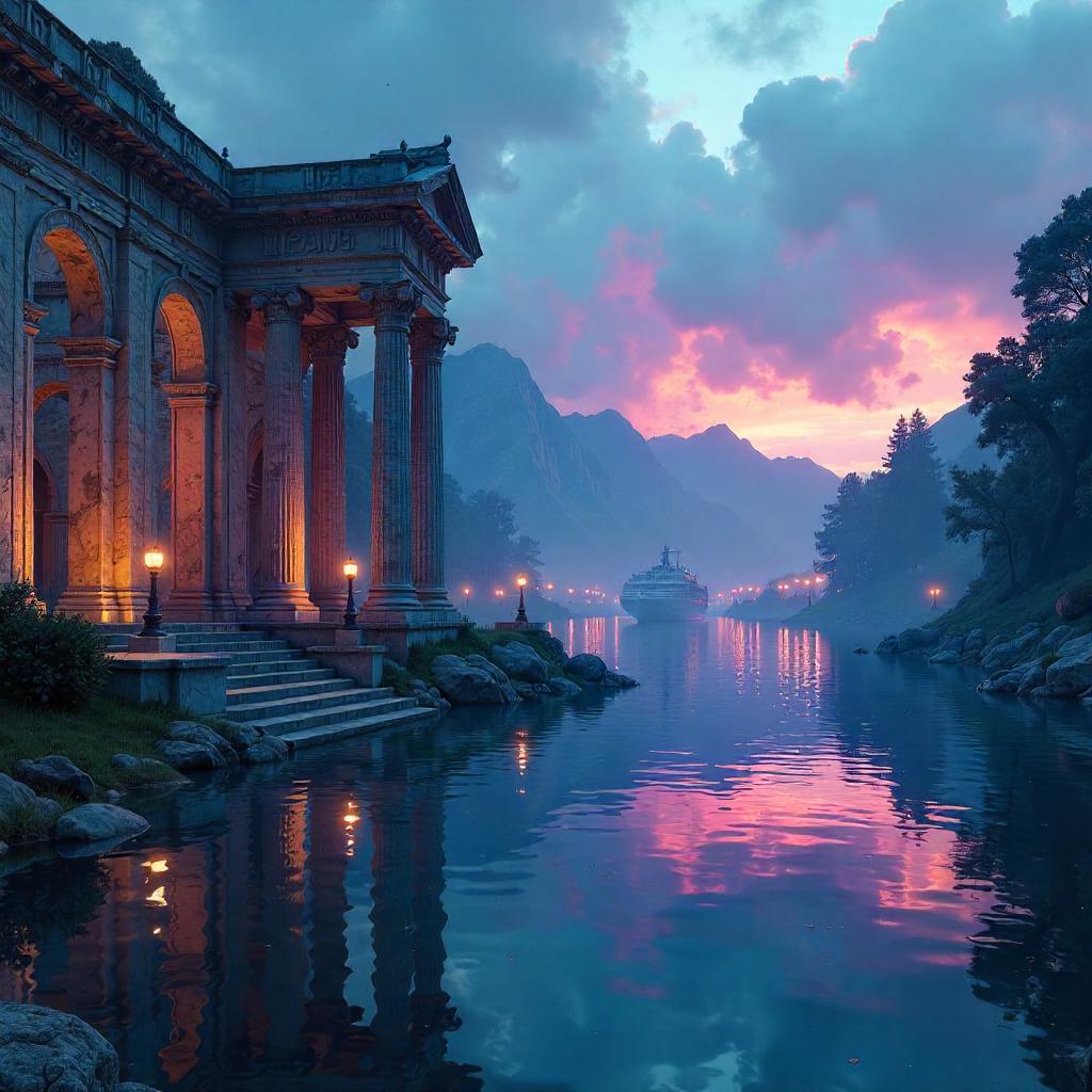 Neon Rome Lake: Cyberpunk Antiquity