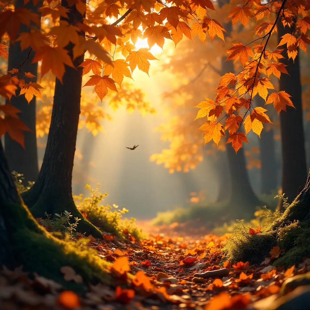 Mesmerizing Autumn Leaves in Orange and Yellow Light
