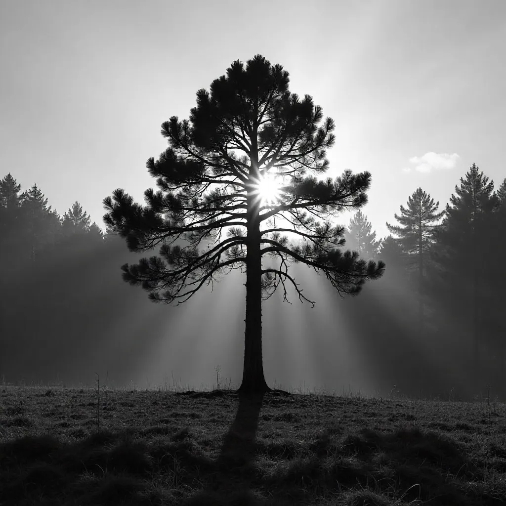 Solitary Tree in Bolu: A Monochrome Forest Memory