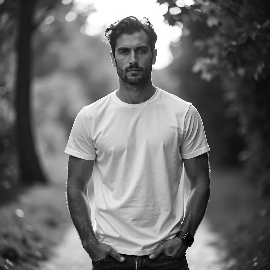 Striking Outdoor Black-and-White Portrait