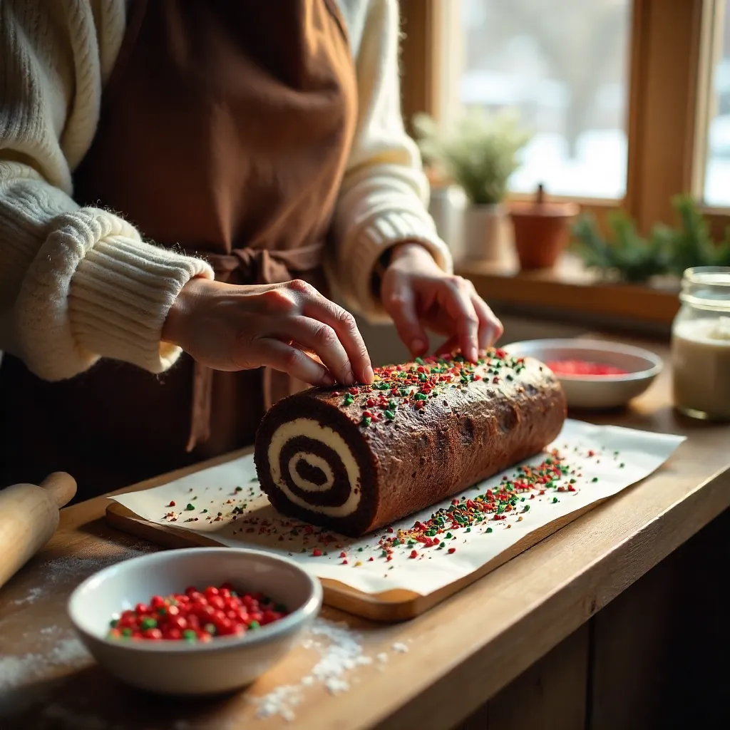Cozy Kitchen: Decorating a Christmas Swiss Roll