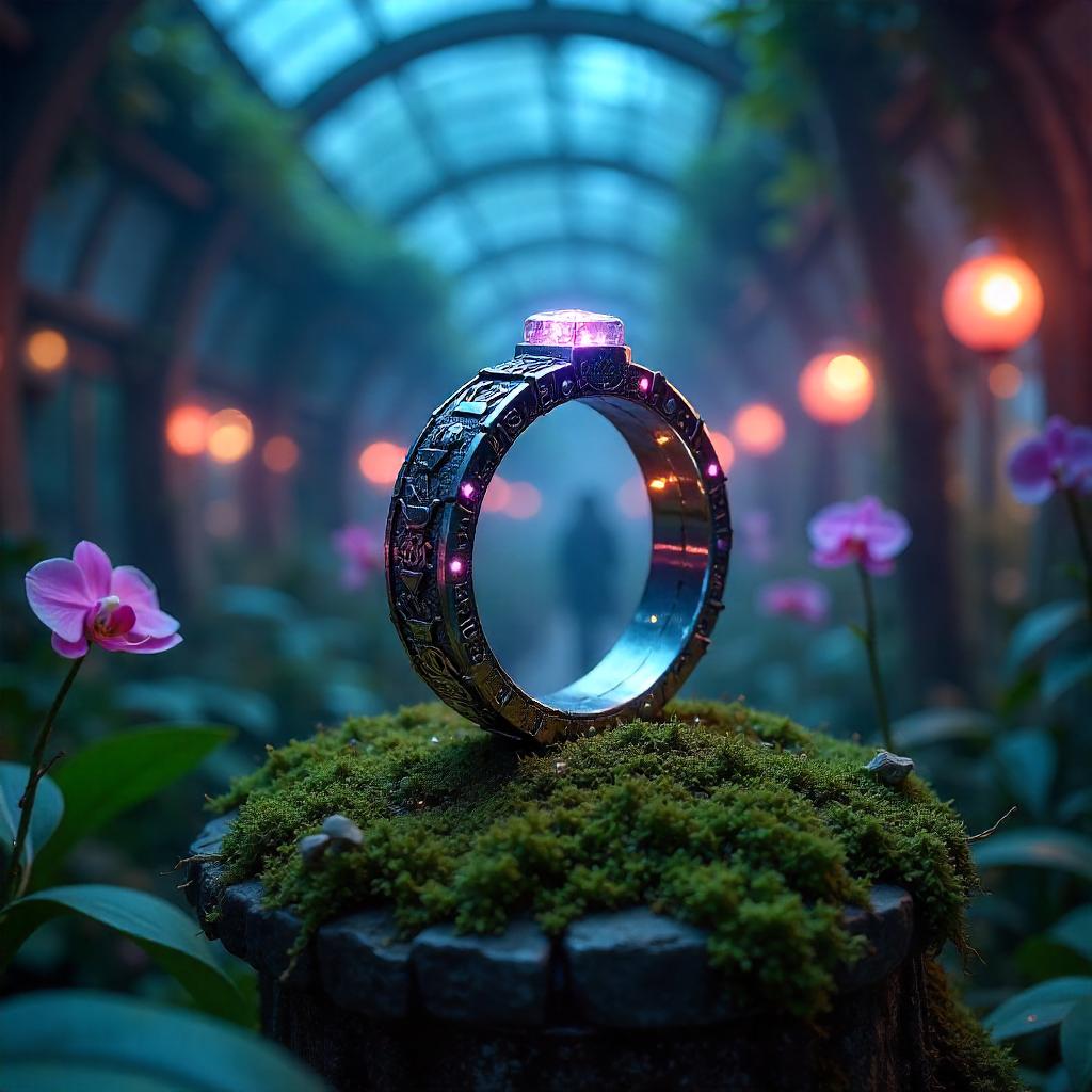 Enchanted Ring in a Neon Botanical Garden